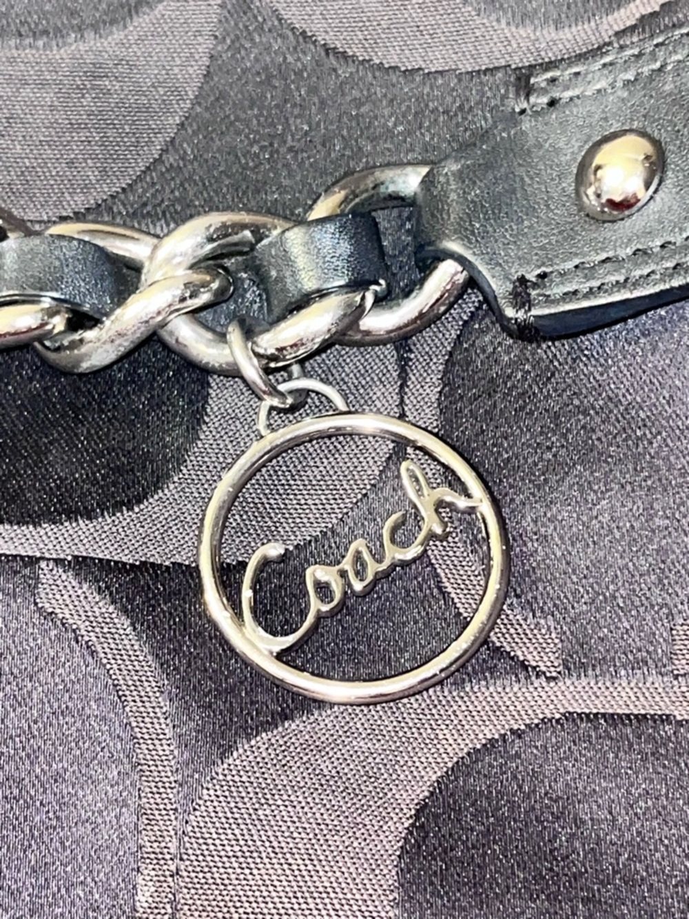 Coach Black Signature Chain-Accent Shoulder Bag - Picture 7 of 11